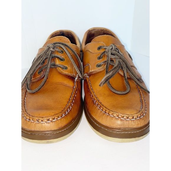 Allen Edmonds Eastport Leather Casual Boat Shoes Slip On Lace Up Tan Men’s 8.5 D - Picture 11 of 15